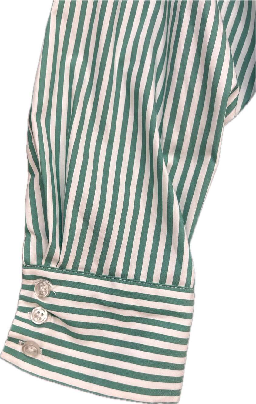 Maeve Soren Green & White Striped Long-Sleeve Shirt Dress Large Petite NWT - Picture 9 of 15